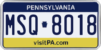 PA license plate MSQ8018