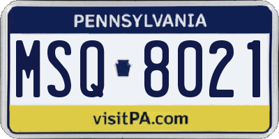 PA license plate MSQ8021