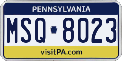 PA license plate MSQ8023