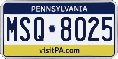 PA license plate MSQ8025