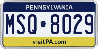 PA license plate MSQ8029