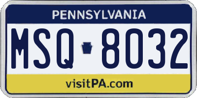 PA license plate MSQ8032