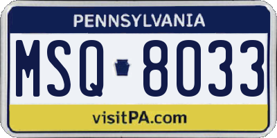 PA license plate MSQ8033