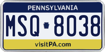 PA license plate MSQ8038