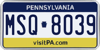 PA license plate MSQ8039