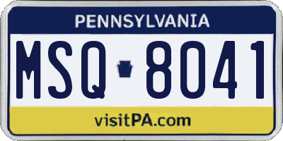 PA license plate MSQ8041