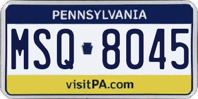 PA license plate MSQ8045
