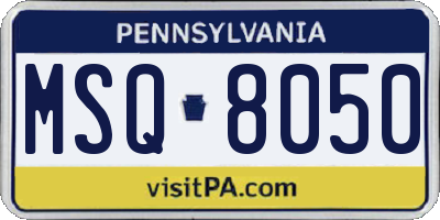PA license plate MSQ8050