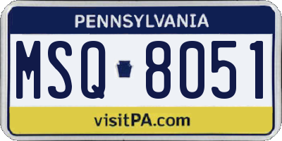 PA license plate MSQ8051