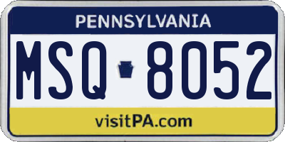 PA license plate MSQ8052