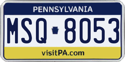 PA license plate MSQ8053