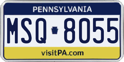 PA license plate MSQ8055