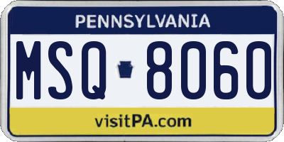 PA license plate MSQ8060