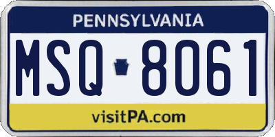 PA license plate MSQ8061