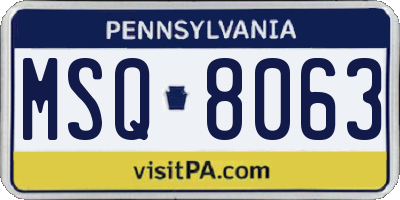 PA license plate MSQ8063