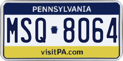 PA license plate MSQ8064