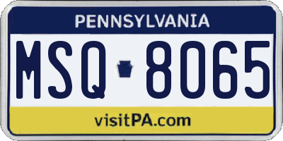 PA license plate MSQ8065