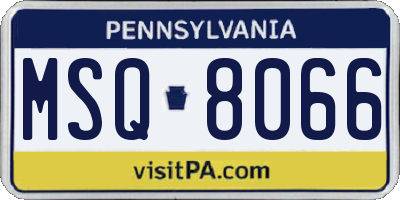 PA license plate MSQ8066