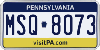 PA license plate MSQ8073