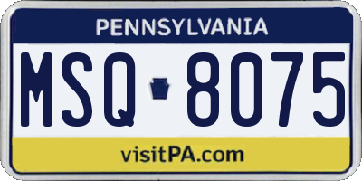 PA license plate MSQ8075