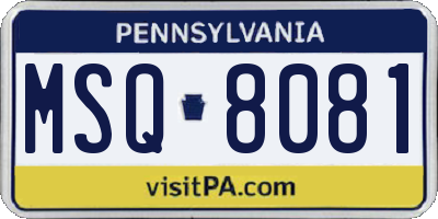 PA license plate MSQ8081