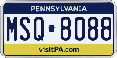 PA license plate MSQ8088