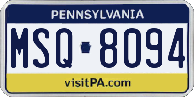 PA license plate MSQ8094
