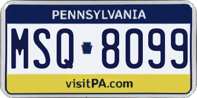 PA license plate MSQ8099