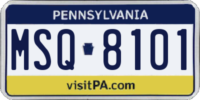PA license plate MSQ8101