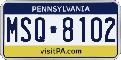 PA license plate MSQ8102