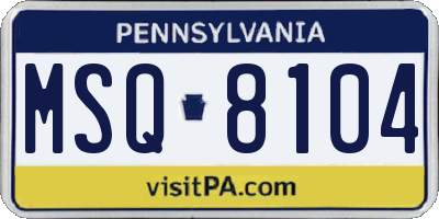 PA license plate MSQ8104
