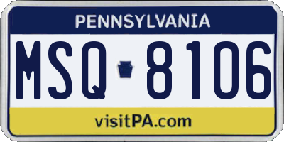PA license plate MSQ8106