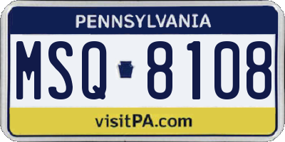 PA license plate MSQ8108