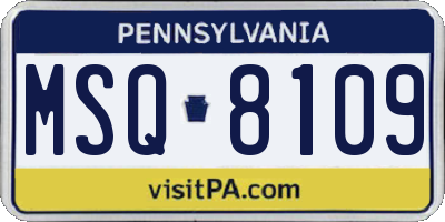 PA license plate MSQ8109