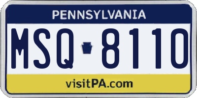 PA license plate MSQ8110