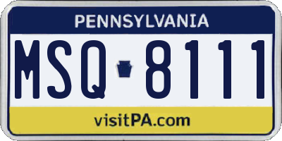 PA license plate MSQ8111
