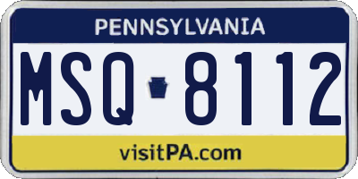 PA license plate MSQ8112