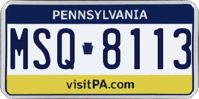PA license plate MSQ8113