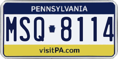 PA license plate MSQ8114