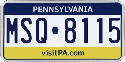 PA license plate MSQ8115