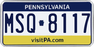 PA license plate MSQ8117
