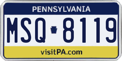 PA license plate MSQ8119