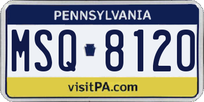 PA license plate MSQ8120