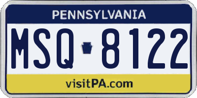 PA license plate MSQ8122