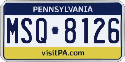 PA license plate MSQ8126