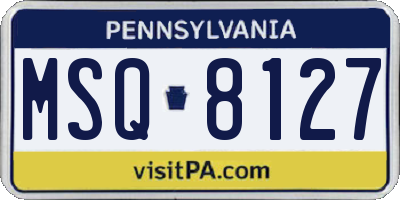 PA license plate MSQ8127