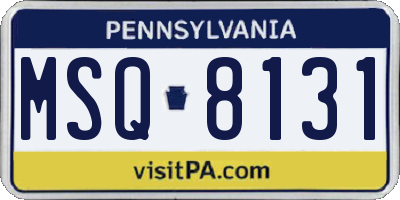 PA license plate MSQ8131