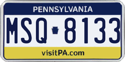 PA license plate MSQ8133