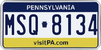 PA license plate MSQ8134
