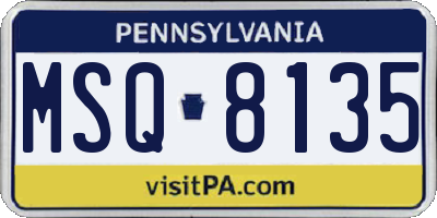 PA license plate MSQ8135